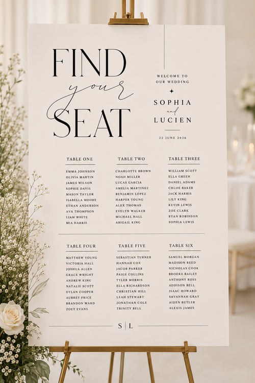 Editable Wedding Seating Chart Template