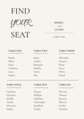 Editable Wedding Seating Chart Template